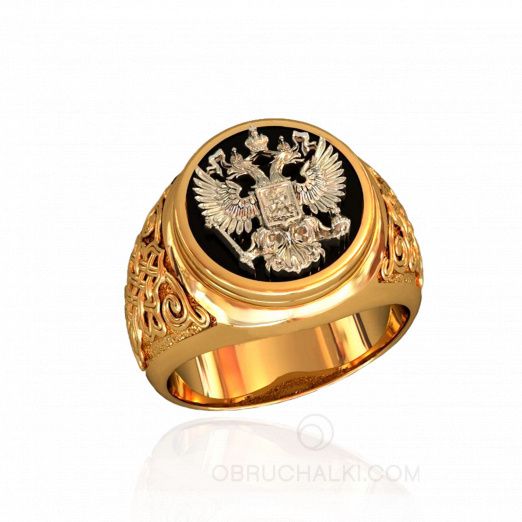 Кольцо - печатка мужская с гербом России  на заказ фото