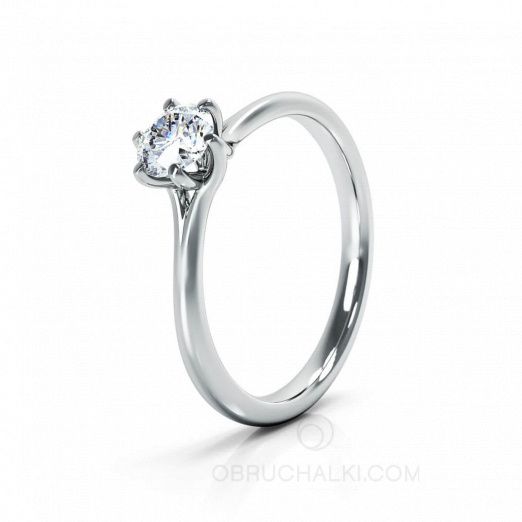 Классическое помолвочное кольцо с бриллиантом ONE LOVE на заказ фото