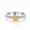 Помолвочное кольцо с желтым бриллиантом огранки MYSTERY CUSHION COLOR DIAMOND