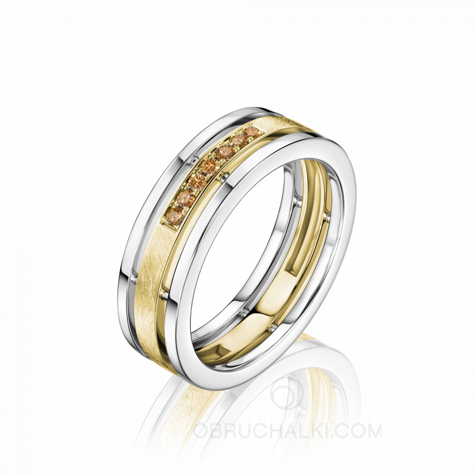 Женское обручальное кольцо из золота с коньячными бриллиантами COMBO ICE COGNAC DIAMONDS