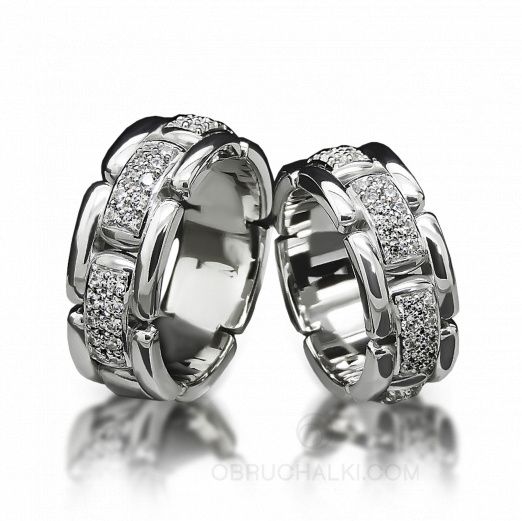 Красивые подвижные одноцветные белые обручальные кольца браслеты  на заказ фото