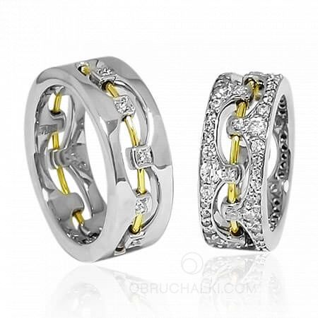 Подвижные обручальные кольца с бриллиантами на заказ фото 2