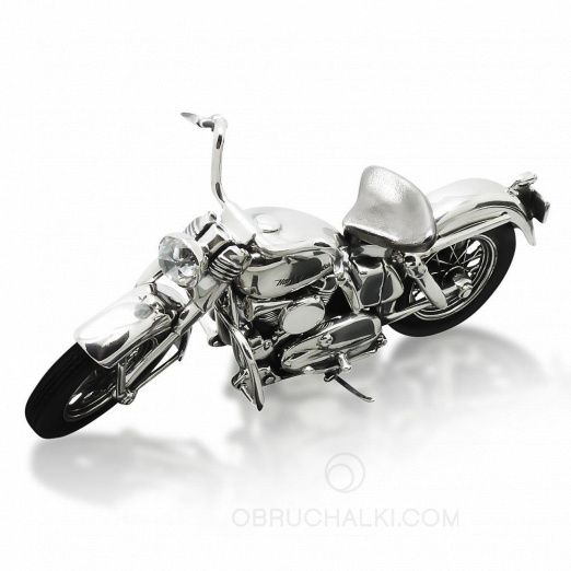 Серебряная модель мотоцикла Harley Davidson на заказ фото 3
