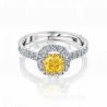 Помолвочное кольцо с желтым бриллиантом и россыпью камней