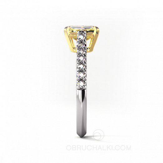 Кольцо на помолвку с желтым бриллиантом огранки эмеральд SUN BRIGHTNESS на заказ фото 4
