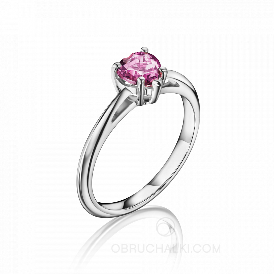 Помолвочное кольцо с розовым сапфиром огранки сердце SAPPHIRE HEART RING