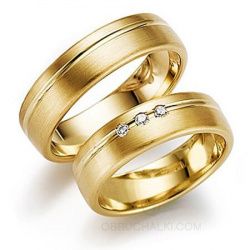 Матовые обручальные кольца с 3 бриллиантами фото