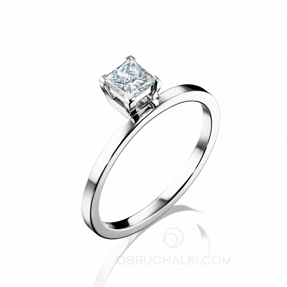 Необычное помолвочное кольцо с бриллиантом огранки принцесса FAIRY DANCE