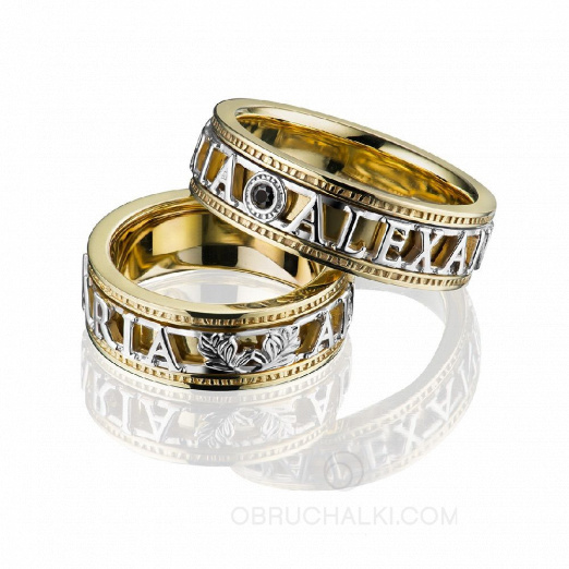 Крутящиеся обручальные кольца ANTIQUE с бриллиантами на заказ фото