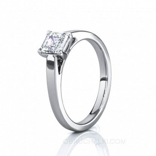 Помолвочное кольцо с эксклюзивным бриллиантом огранки Ашер ASSCHER RING на заказ фото