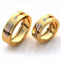 Эксклюзивные гладкие обручальные комбинированные кольца с датой свадьбы или именем фото