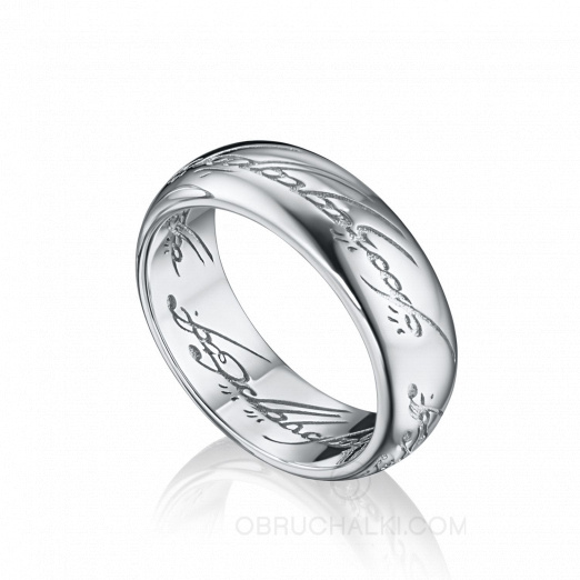 Обручальное кольцо Всевластия с гравированной надписью  на заказ фото