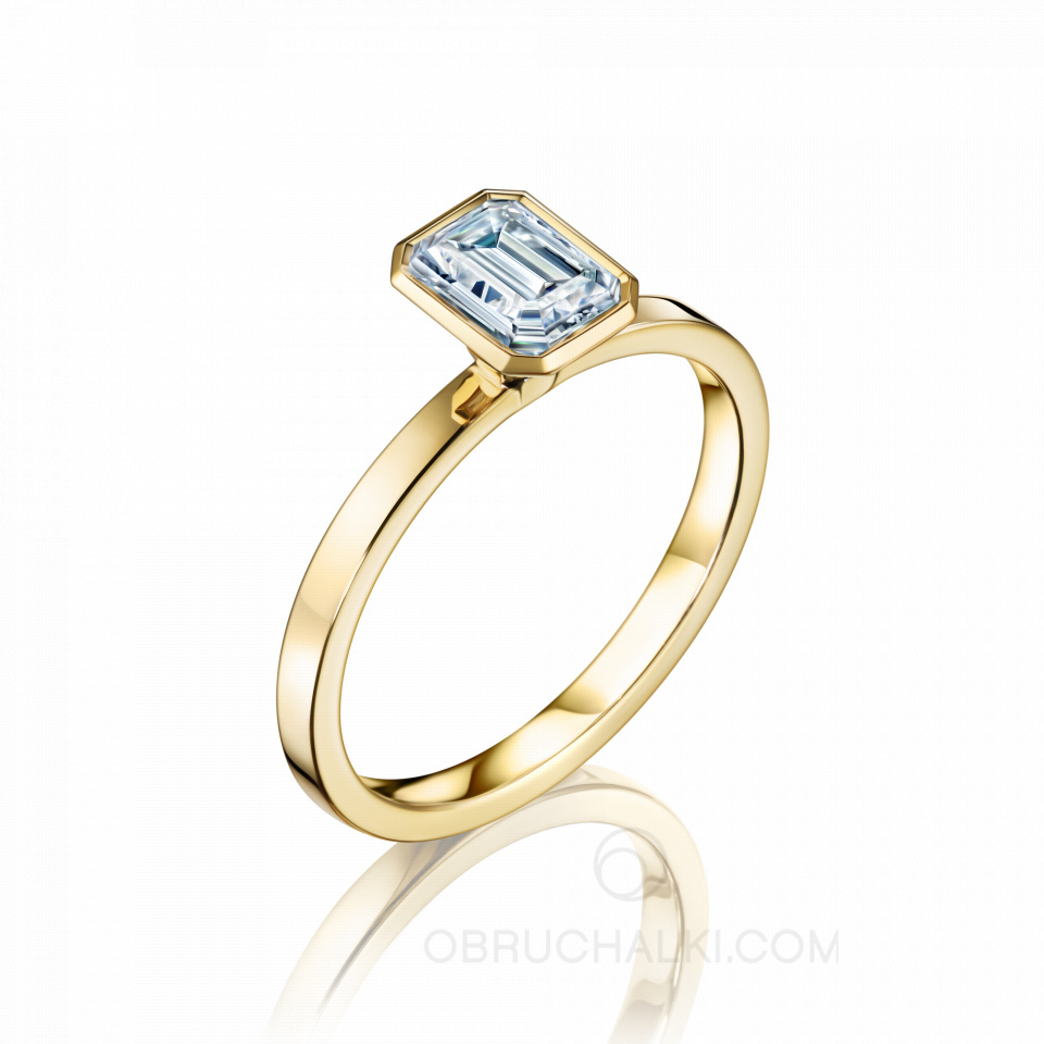 Помолвочное кольцо из золота 585 пробы с бриллиантом огранки эмеральд FAMILY RELIC EMERALD