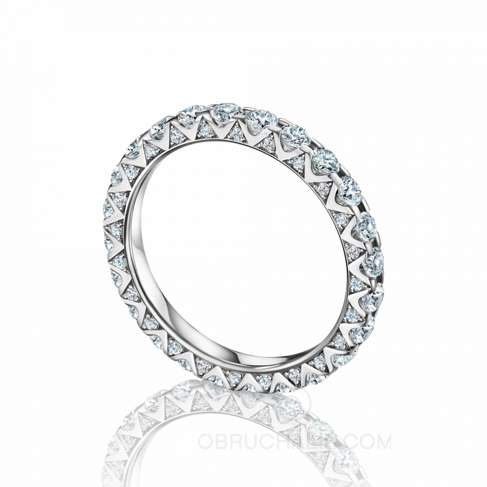 Женское обручальное кольцо-дорожка из белого золота c бриллиантами STONE MOON