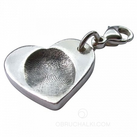 Серебряная подвеска в форме сердца с отпечатком пальца изготовление на заказ на заказ фото