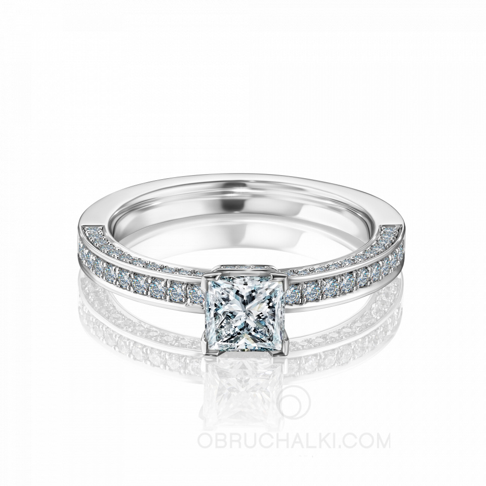 Помолвочное кольцо из белого золота с бриллиантами EIFEL RING