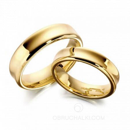 Гладкие классические обручальные кольца вогнутого профиля на заказ из белого и желтого золота, серебра, платины или своего металла