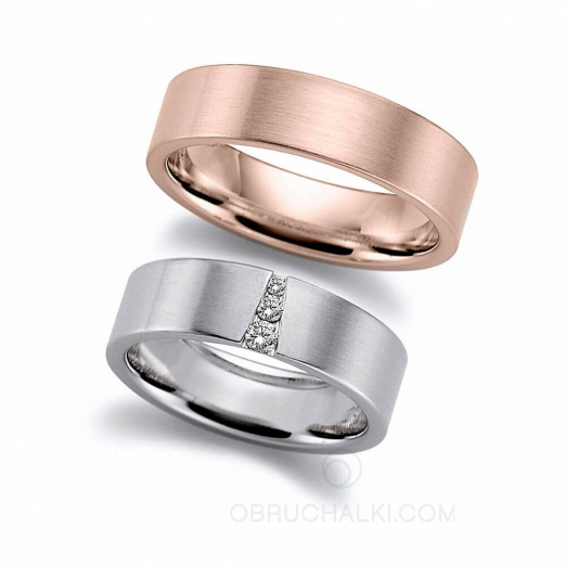 Матовые обручальные кольца с бриллиантами 3 DIAMONDS на заказ фото 2