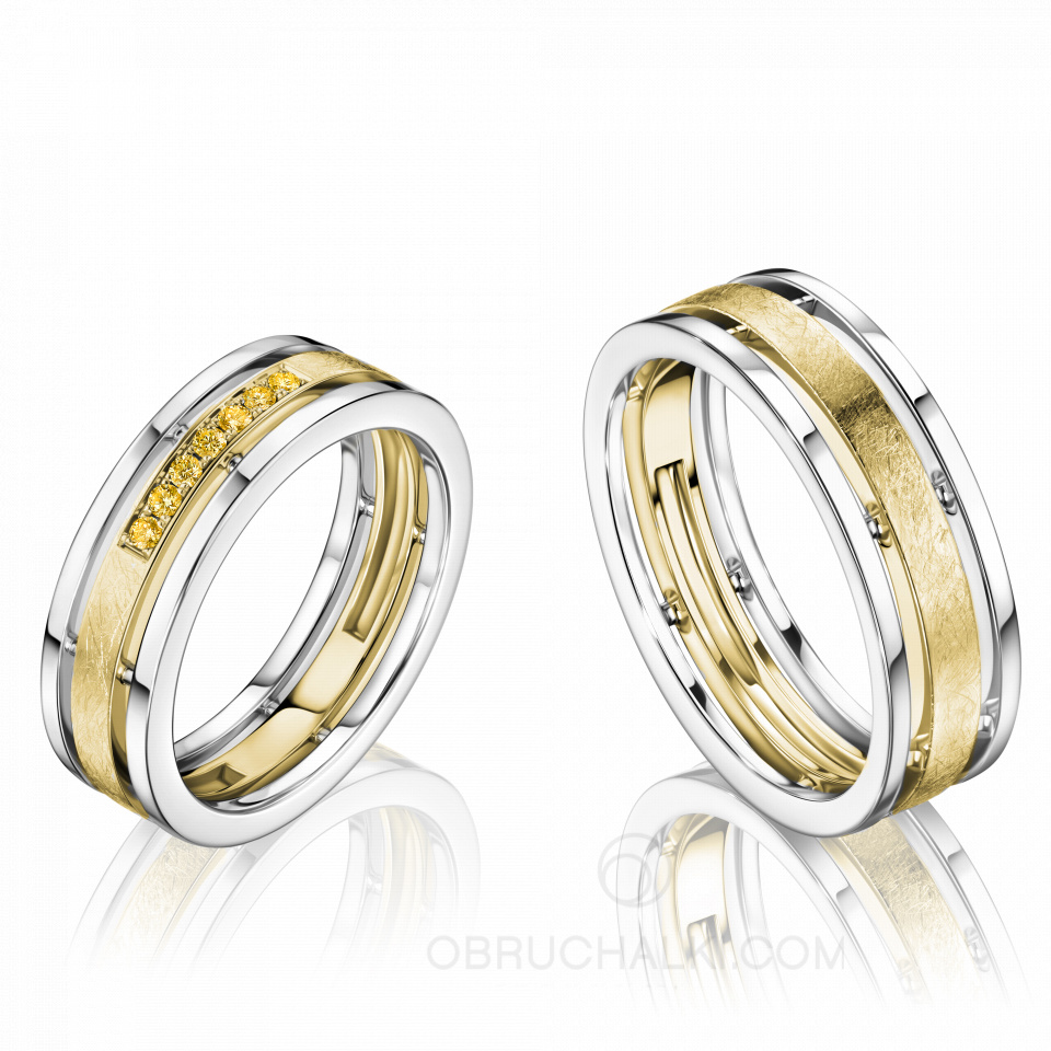 Парные обручальные кольца из желтого золота с желтыми бриллиантами COMBO ICE YELLOW DIAMONDS
