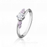 Изящное помолвочное кольцо с бриллиантом и розовыми сапфирами PINK SAPPHIRE DUET