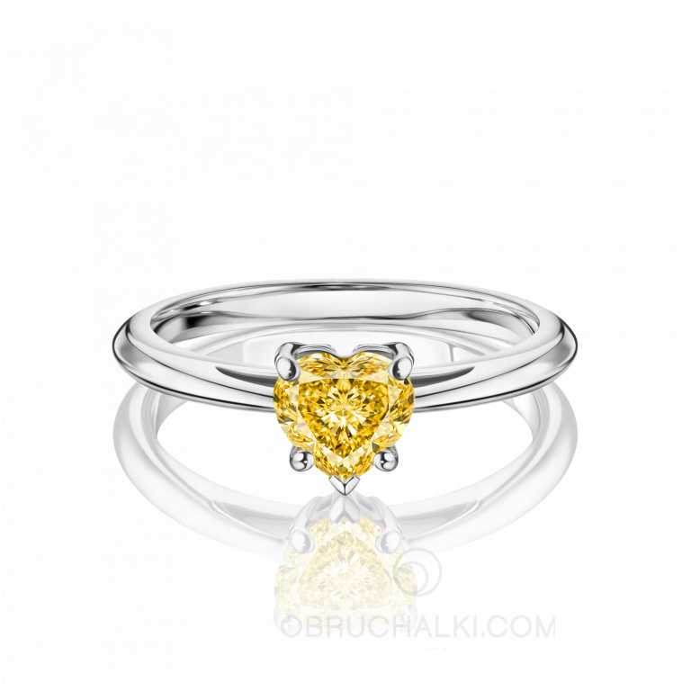 Помолвочное кольцо с желтым бриллиантом огранки сердце SUN HEART RING