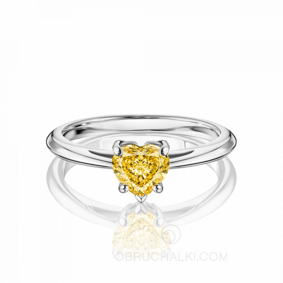 Помолвочное кольцо с желтым бриллиантом огранки сердце SUN HEART RING