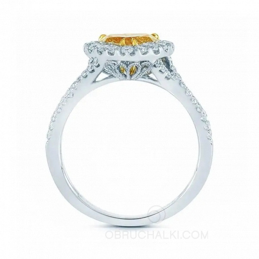 Женское кольцо из белого золота с желтым бриллиантом в форме сердца HEART OF STONE на заказ фото 2