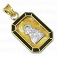 Ладанка из комбинированного золота с ликом Божьей Матери и горячей эмалью на заказ фото 2