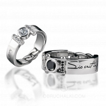 Парные обручальные кольца с черным бриллиантом DARK PRINCE фото