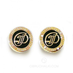 Корпоративные значки из золота "СТД" с бриллиантами и агатом на заказ фото