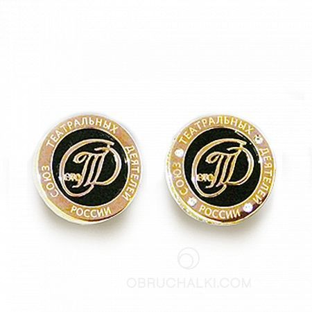 Корпоративные значки из золота "СТД" с бриллиантами и агатом на заказ на заказ фото