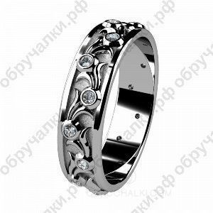 Красивые обручальные кольца с резным природным орнаментом и бриллиантами  на заказ фото 2