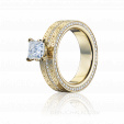 Помолвочное кольцо с необычной поверхностью и бриллиантом 1 карат EMPRESS на заказ фото 2