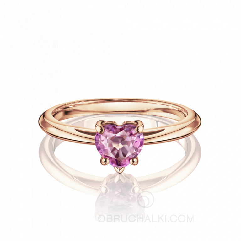 Помолвочное кольцо с розовым сапфиром огранки сердце SAPPHIRE HEART RING