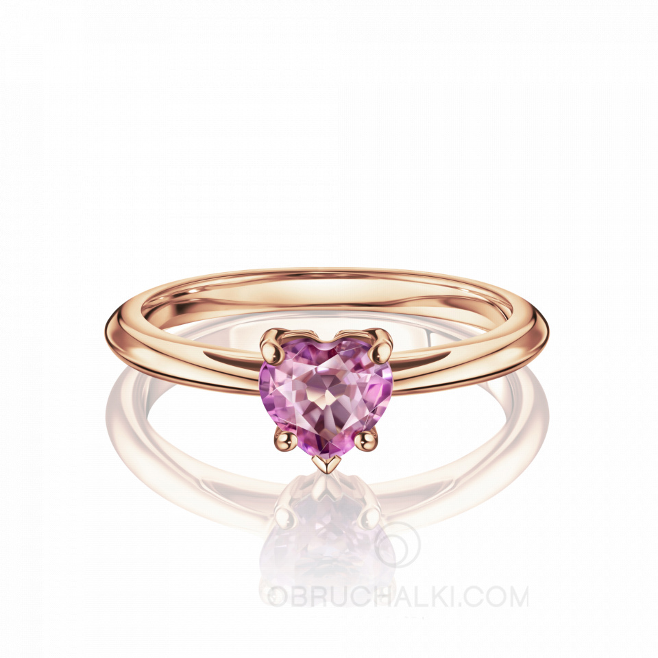Помолвочное кольцо с розовым сапфиром огранки сердце SAPPHIRE HEART RING