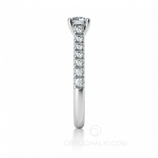 Кольцо для помолвки с бриллиантом и россыпью камней MAGNIFICENCE на заказ фото 4