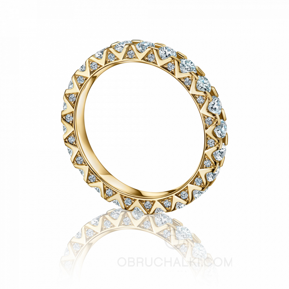 Женское обручальное кольцо из желтого золота с белыми бриллиантами STONE ECLIPSE