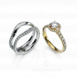 Помолвочное и обручальное кольцо из комбинированного золота с бриллиантами HALO на заказ фото 2