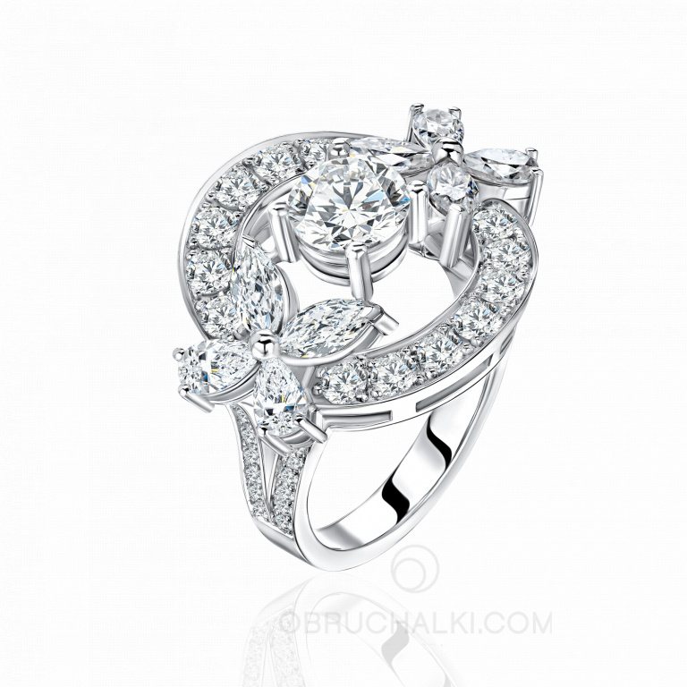 Коктейльное женское кольцо с бриллиантами CELESTIAL CLUSTER RING