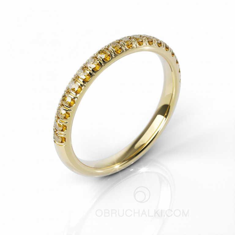 Тонкое женское обручальное кольцо с желтыми бриллиантами BRILLIANT SYMPHONY YELLOW DIAMONDS