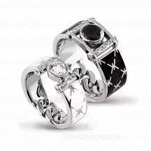 Необычные обручальные кольца с эмалью DARK PRINCE ENAMEL фото