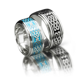 Широкие парные обручальные кольца с кельтским узором и эмалью CELTIC ORNAMENT фото