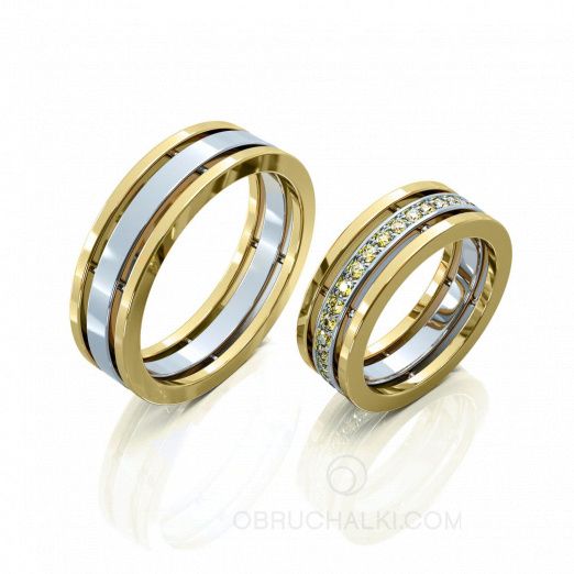 Обручальные кольца с желтыми бриллиантами COMBO COLOR DIAMOND на заказ фото 3