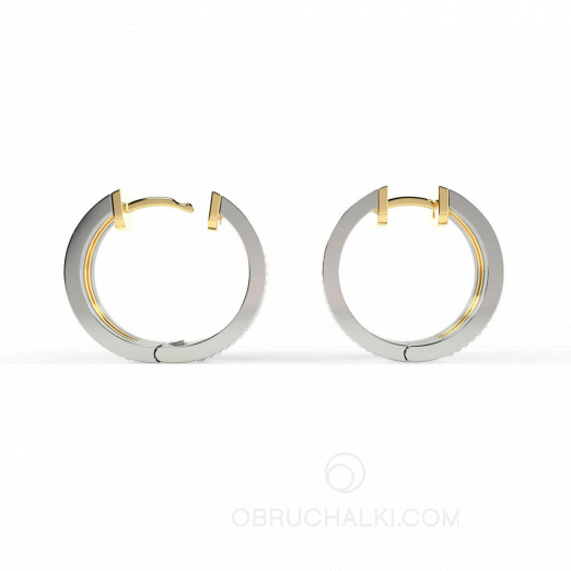 Серьги кольца с бриллиантами COMBO DIAMONDS EARRINGS на заказ фото 3