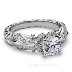 Массивное витое помолвочное кольцо с бриллиантами фото