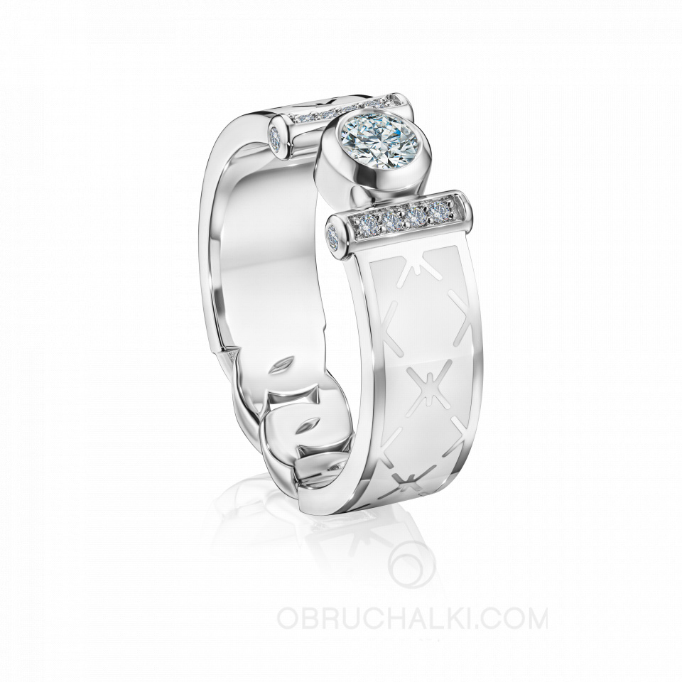 Необычные обручальные кольца с эмалью DARK PRINCE ENAMEL