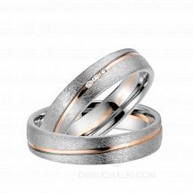 Модные обручальные комбинированные кольца с бриллиантами и алмазной отделкой поверхности  фото