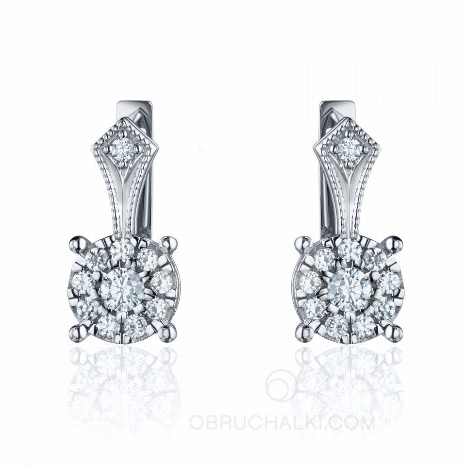 Элегантные серьги из белого золота ELEGANT CIRCLE