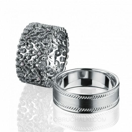 Парные обручальные кольца с бриллиантами VOLOGDA на заказ фото