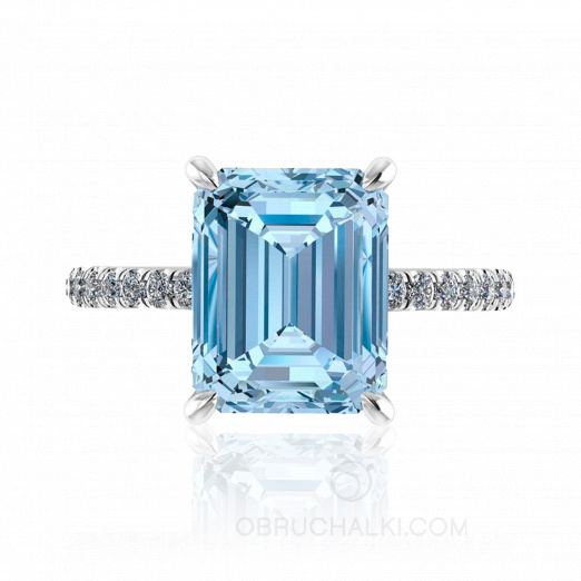 Женское кольцо с голубым топазом и россыпью бриллиантов WHIRLPOOL  на заказ фото